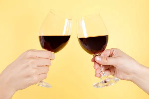 Young Couple Holding Wineglasses Isolated Background — Stock Photo, Image