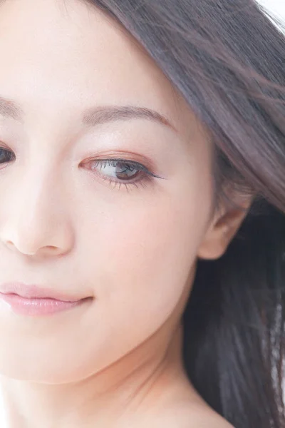 Zblízka Portrét Mladé Krásné Asijské Ženy — Stock fotografie