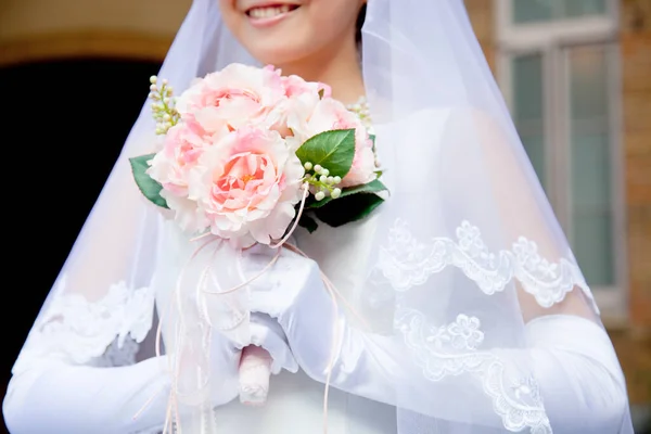 Mooie Aziatische Bruid Portret Bruiloft Ochtend — Stockfoto
