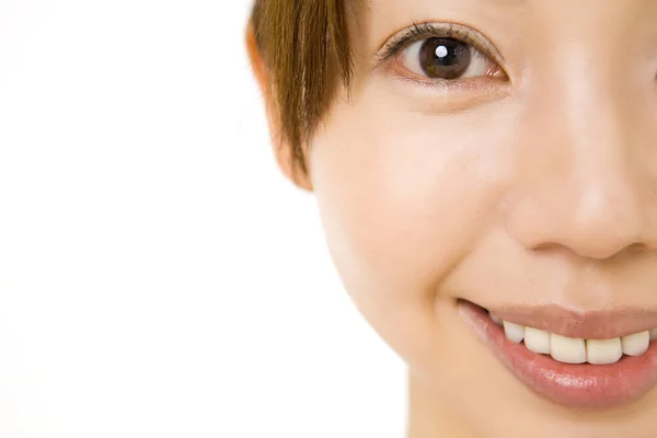 Close Retrato Jovem Asiático Mulher Sorrindo Para Câmera — Fotografia de Stock