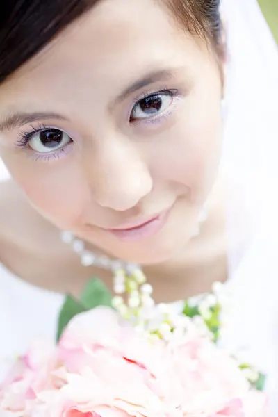 Beautiful Asian Bride Portrait Wedding Morning — Stock Photo, Image