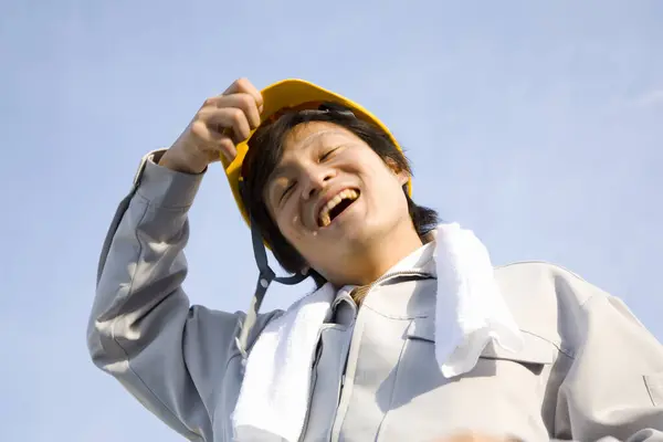 Happy Success Japanese Construction Worker — Stock Photo, Image