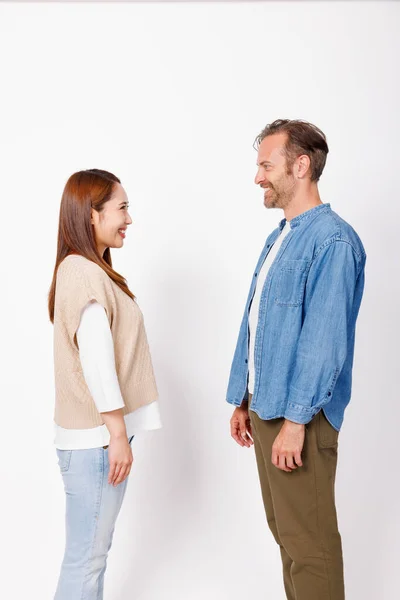 Studio Portrait Couple Love Young People Posing White Background — Stock Photo, Image