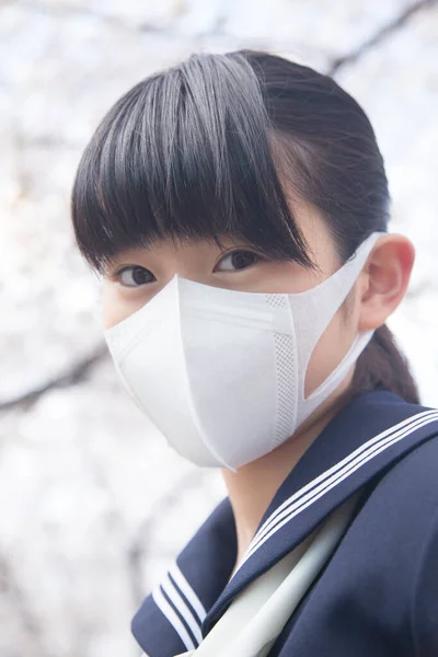 close up asian girl with face mask