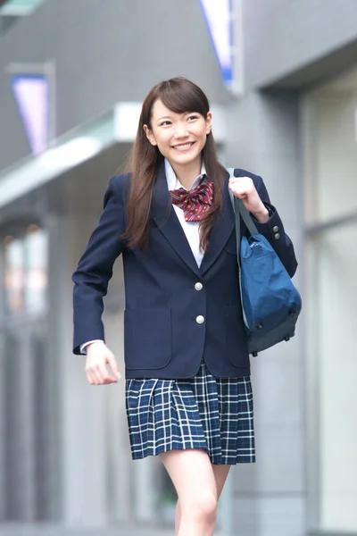 Zblízka Portrét Mladé Asijské Ženy Student Uniformě — Stock fotografie