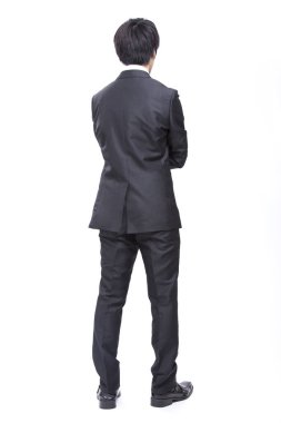 İzole edilmiş arkaplanda geçmişe sahip iş adamı 