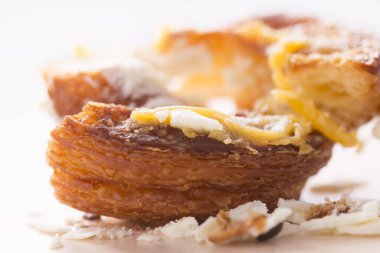 Arka plan için lezzetli tatlı hamur işi yakın plan çekimi