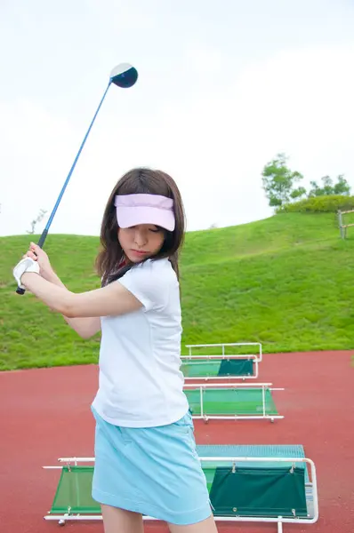 Jeune Belle Asiatique Femme Golf Joueur — Photo