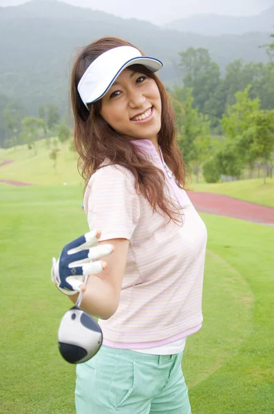 Femme Asiatique Tenue Golf Club — Photo