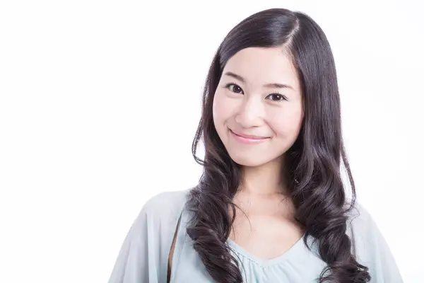 Estúdio Retrato Bela Mulher Asiática Sorrindo — Fotografia de Stock