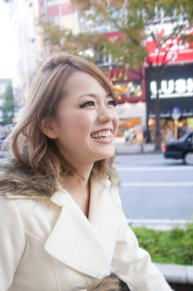 Beautiful Stylish Asian Woman Posing City Street — Stock Photo, Image