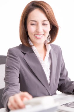 Güzel Asyalı kadın ofis çalışanını kapatın.