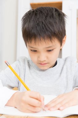 Asyalı çocuk evde ödev