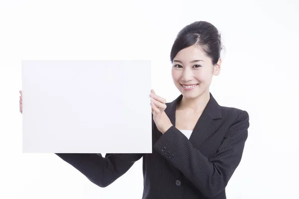 Asiatico Donna Mostrando Bianco Segno — Foto Stock