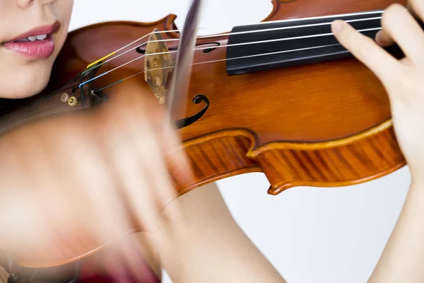 Close Jovem Violinista Com Instrumento — Fotografia de Stock