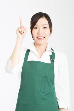 Genç Asyalı kadın işaret parmağı