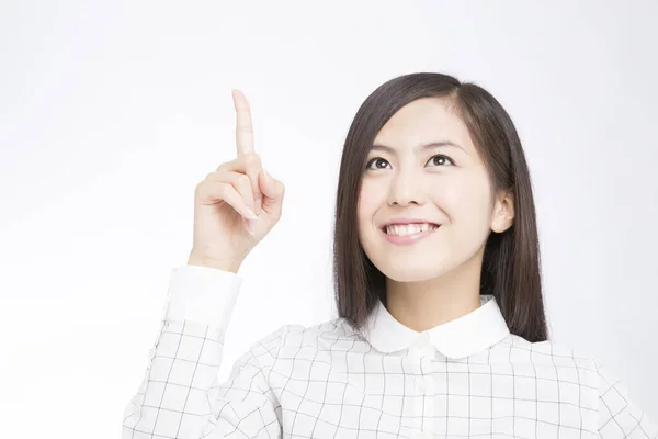 Estúdio Tiro Bela Mulher Japonesa Fundo Branco — Fotografia de Stock