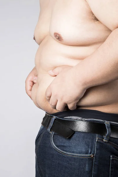 Fat Man Big Belly Overweight Man Studio Portrait — Stock Photo, Image