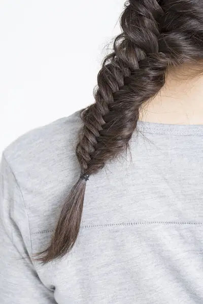 Close Beautiful Brown Hair Braid — Stock Photo, Image