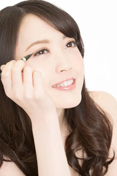 Asiático Joven Mujer Con Maquillaje Forro — Foto de Stock