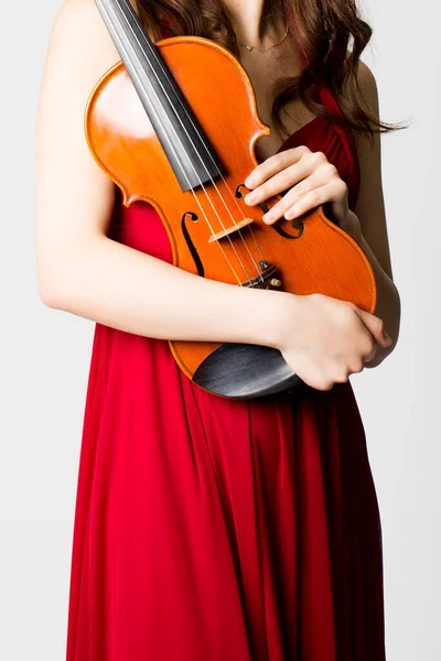 Vicino Giovane Violinista Donna Con Strumento — Foto Stock
