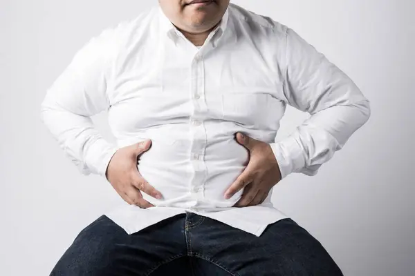Overweight Man Wearing White Shirt Studio Portrait — Stock Photo, Image