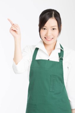 Genç Asyalı kadın işaret parmağı