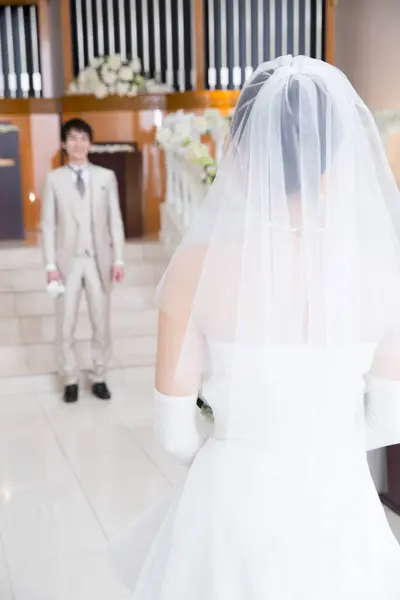 Happy Young Bride Groom Wedding Ceremony — Stok Foto