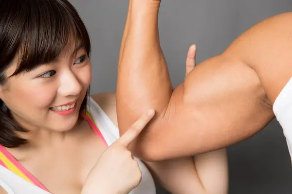Fitness Health Concept Studio Portrait Sporty Japanese Man Woman — Stock Photo, Image