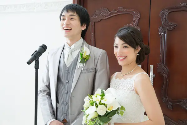 Bella Coppia Asiatico Sposa Sposo — Foto Stock