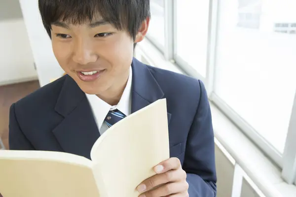 Retrato Estudante Japonês Estudando Sala Aula — Fotografia de Stock
