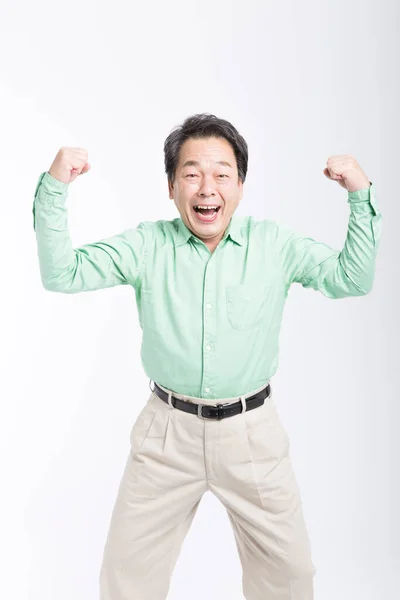Senior Asiático Hombre Negocios Celebrando Éxito — Foto de Stock