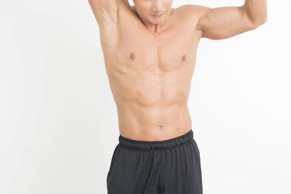 Man Muscular Body White Background — Stock Photo, Image