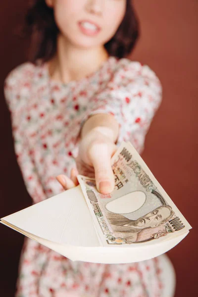 Asian Girl Money — Stock Photo, Image