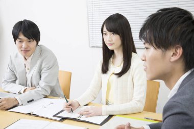 group of businesspeople working at office
