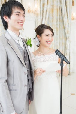 Güzel çift Asyalı gelin ve damat