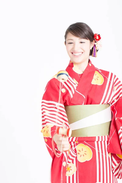 Portrait Beautiful Asian Woman Kendama — Stock Photo, Image