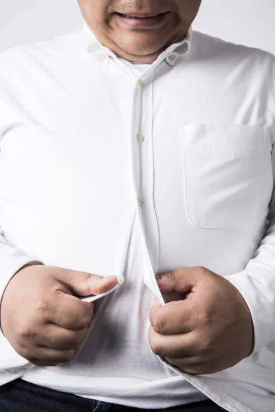 Overweight Man Wearing White Shirt Studio Portrait — Stock Photo, Image