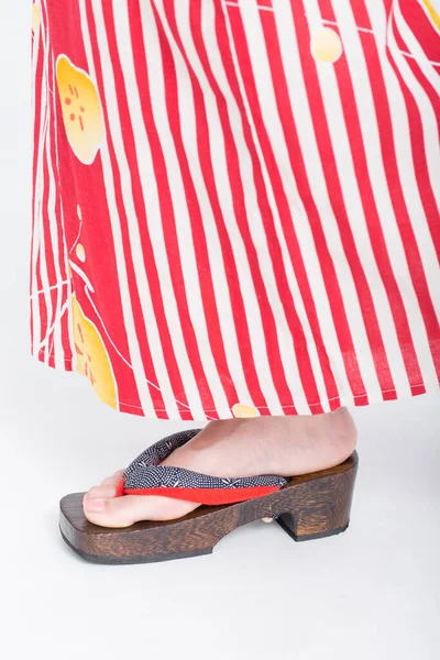 Mulheres Sapatos Japoneses Tradicionais Madeira — Fotografia de Stock