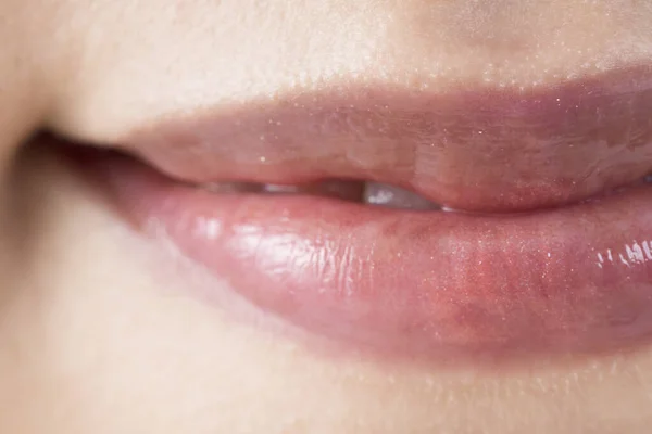 Macro Photo Female Lips — Stock Photo, Image