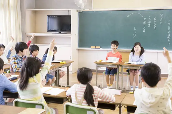 Porträt Asiatischer Kinder Klassenzimmer — Stockfoto