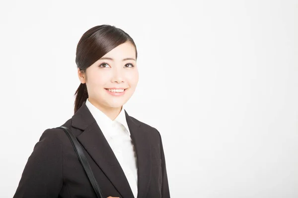 Портрет Красивої Японської Бізнес Леді Білому Тлі — стокове фото
