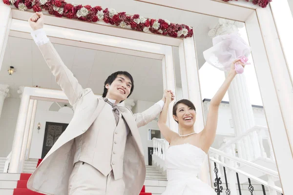 Portrait Belle Heureux Jeune Asiatique Mariage Couple — Photo