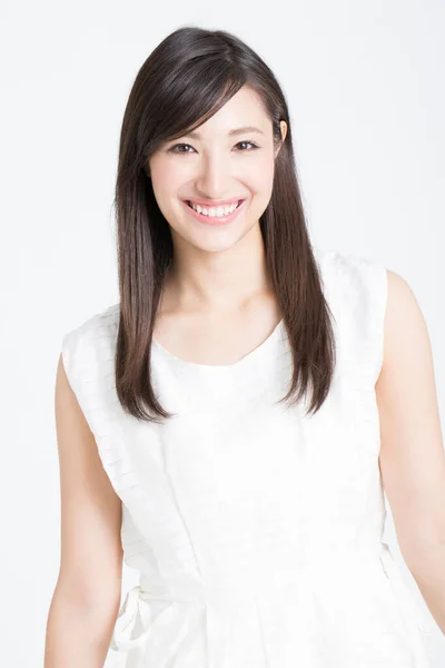Porträt Einer Schönen Japanerin Auf Weißem Hintergrund — Stockfoto