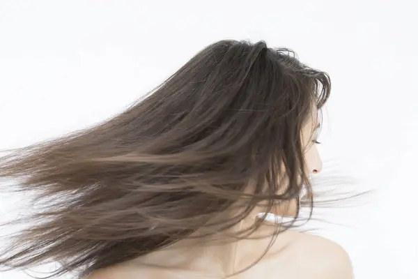 Portrait Belle Femme Asiatique Souriante Aux Cheveux Naturels — Photo