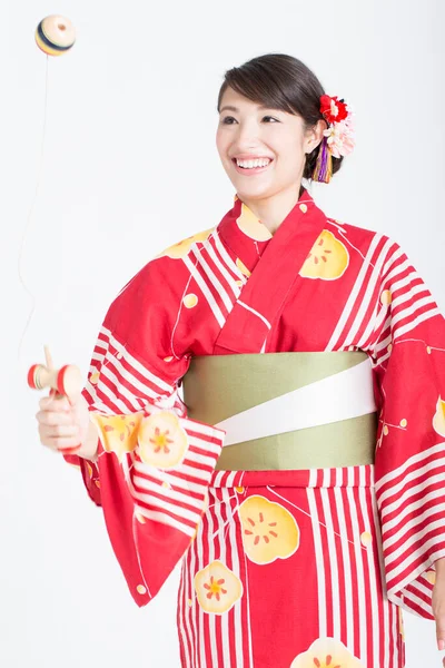 Portret Pięknej Azjatki Kendamą — Zdjęcie stockowe