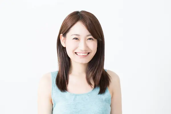 Retrato Mulher Asiática Com Sorriso Rosto — Fotografia de Stock