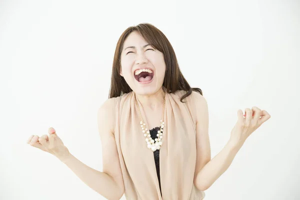 Portrait Angry Asian Woman Shouting — Stock Photo, Image