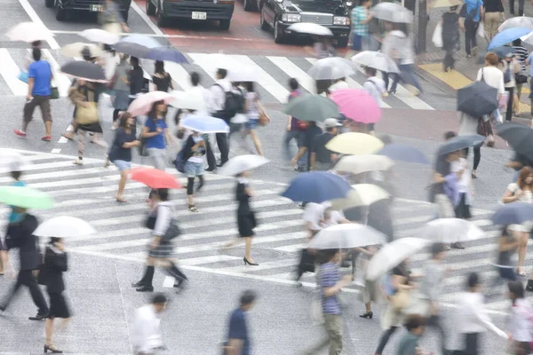 雨天街上拿着雨伞的人群 — 图库照片