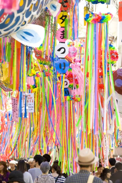 Tanabata Ornaments Decorated Street Festival — Stock Photo, Image